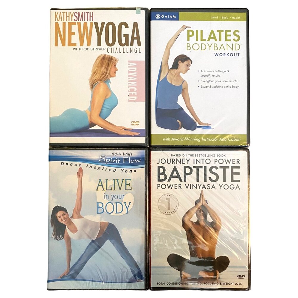 Lot of 4 Workout Exercise DVDs - Yoga, Pilates Bodyband, Spirit Flow, Vinyasa